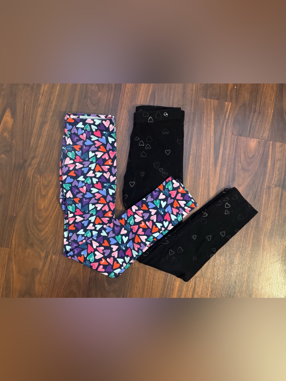 wonder nation Black & Multi Heart-Print Kids Leggings